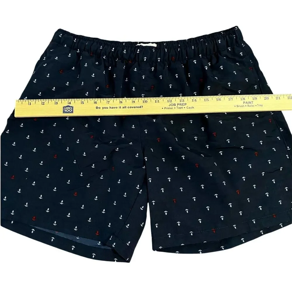 Rioman Men's Swim Trunks Medium Blue Nautical Anchors Preppy Inner Mesh Lining